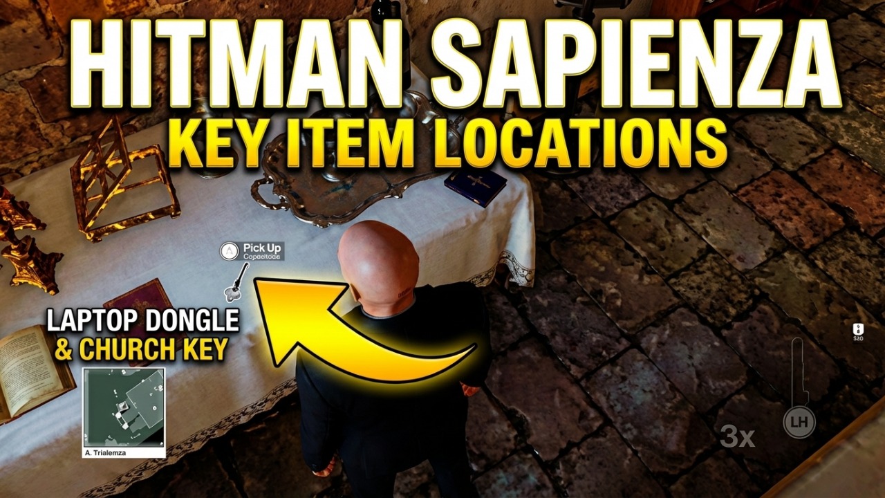HITMAN Sapienza Laptop Dongle/Church key etc. Locations